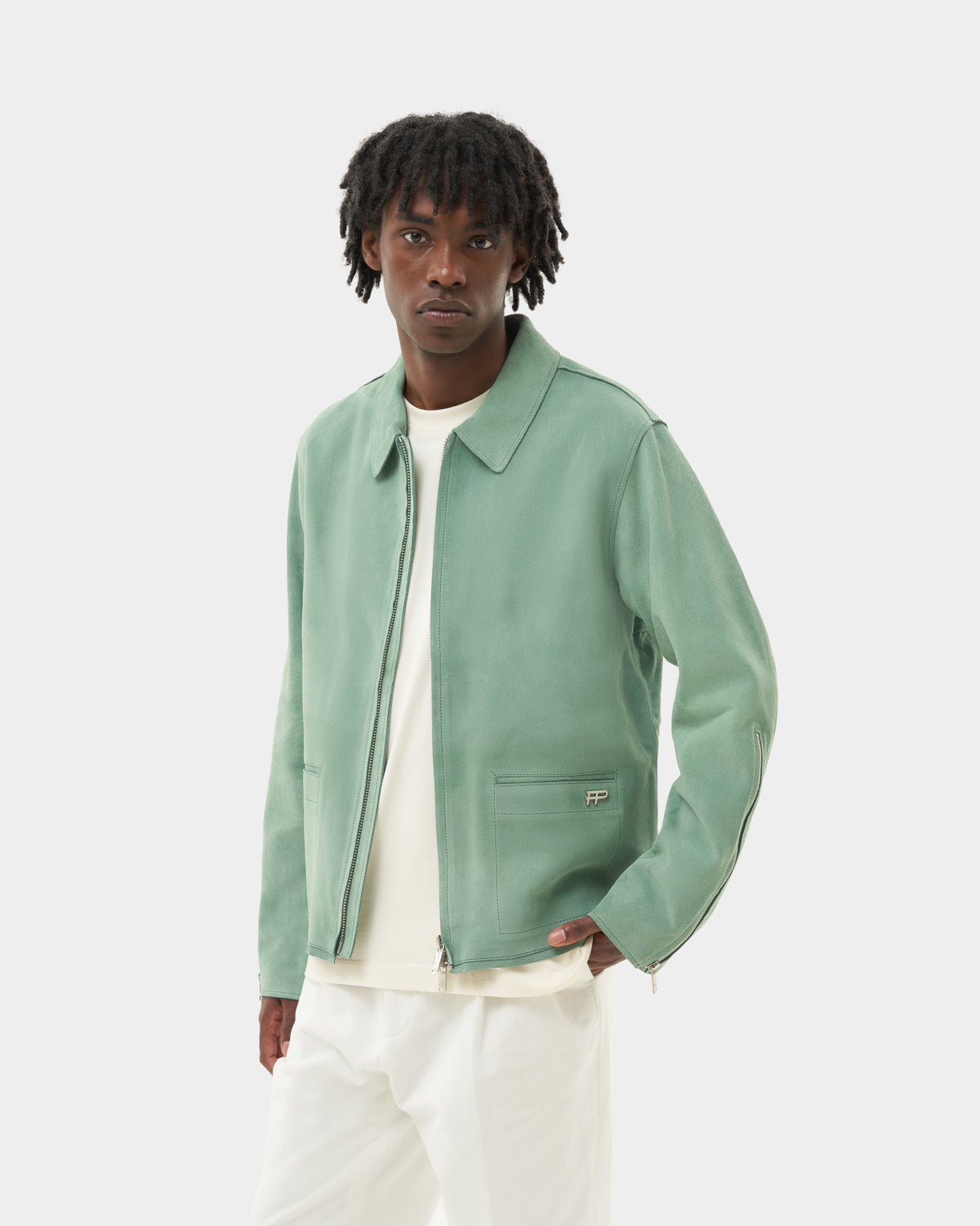 Leather Jacket Suede Frosty Green